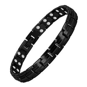 Titanium Magnetic Bracelet for Women Double Row Strong Magnets Adjustable Black